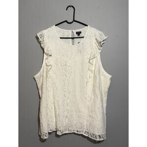 Torrid NWT Lace Ruffle Trim Top 4X 26 Ivory Cloud Dancer Plus Size Blouse